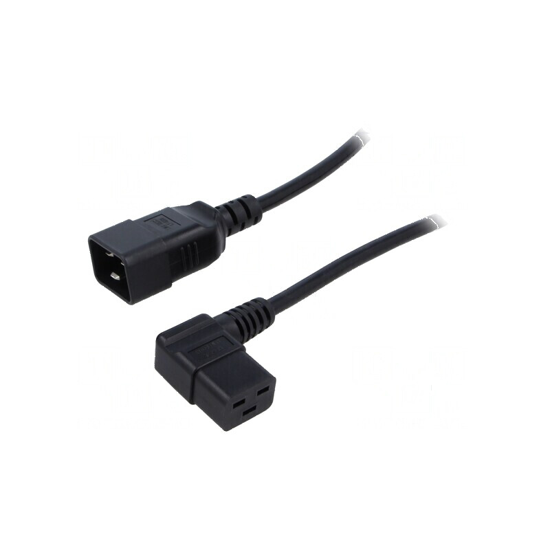 Cablu IEC C19 mamă unghiat la IEC C20 tată, 1,8m, 3x1,5mm² PVC | Electronic-mag.ro | Componente Electronice
