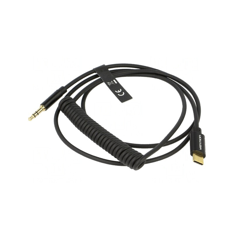 Cablu Jack 3,5mm USB C 1,5m negru cu mufă aurită | Electronic-mag.ro | Componente Electronice