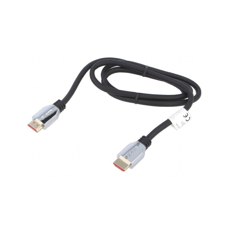 Cablu HDMI 2.1 1m negru cu mufe HDMI din ambele părți din gumă | Electronic-mag.ro | Componente Electronice