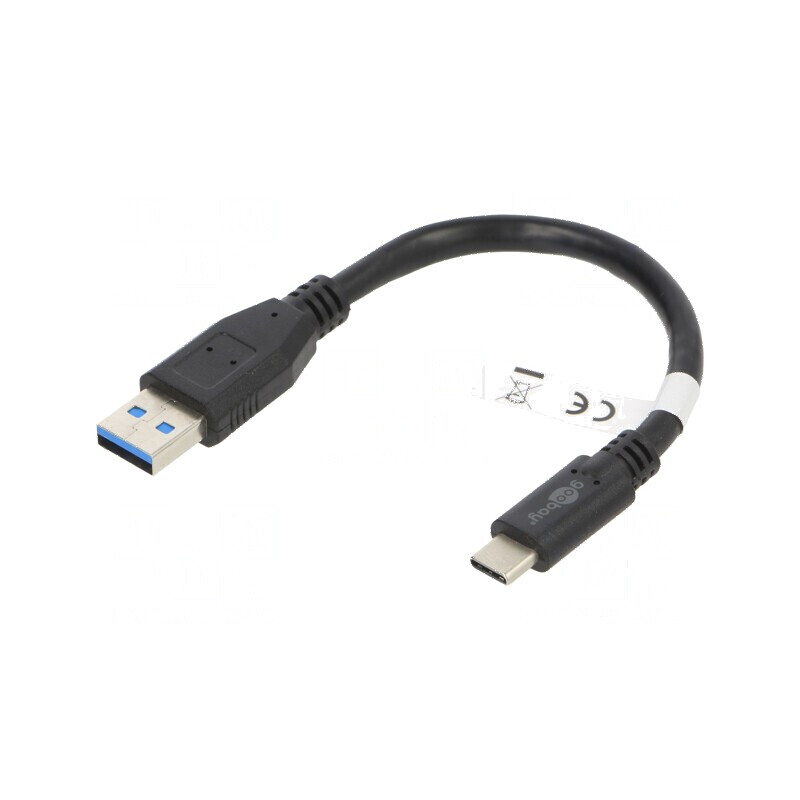 Cablu USB 3.0 A la C 0,15m negru | Electronic-mag.ro | Componente Electronice