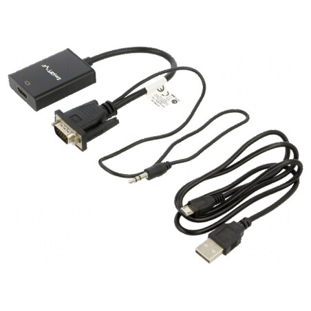 Adaptor HDMI cu Jack 3,5mm și VGA, 0,2m, negru | Electronic-mag.ro | Componente Electronice