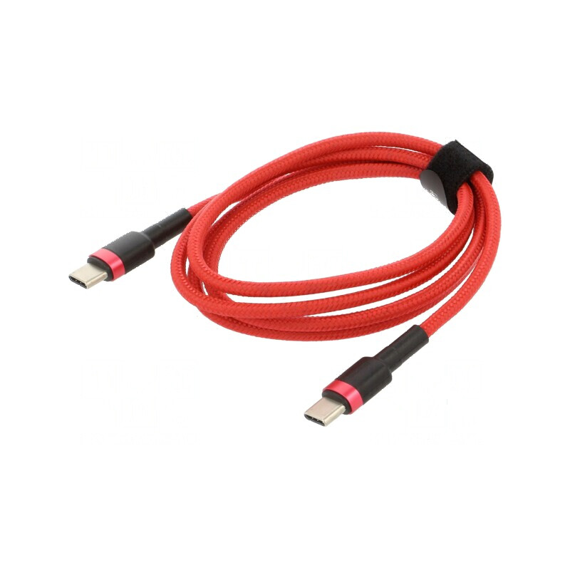 Cablu USB-C 1m roșu textil 60W | Electronic-mag.ro | Componente Electronice