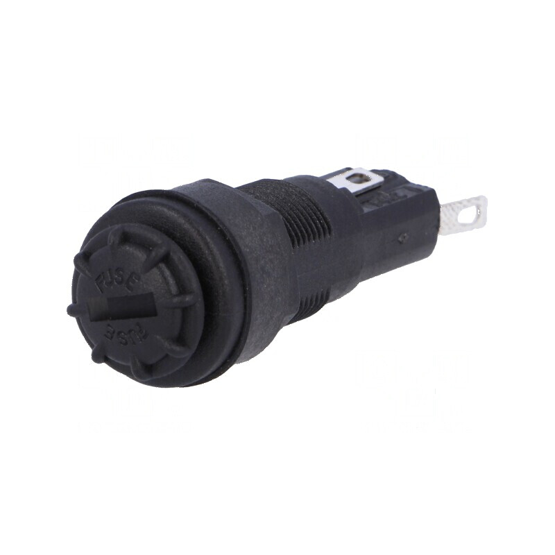 Clemă siguranţe cilindrice 5x20mm 250V neagră IP68 pe panou | Electronic-mag.ro | Componente Electronice