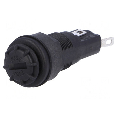 Clemă siguranţe cilindrice 5x20mm 250V neagră IP68 pe panou | Electronic-mag.ro | Componente Electronice