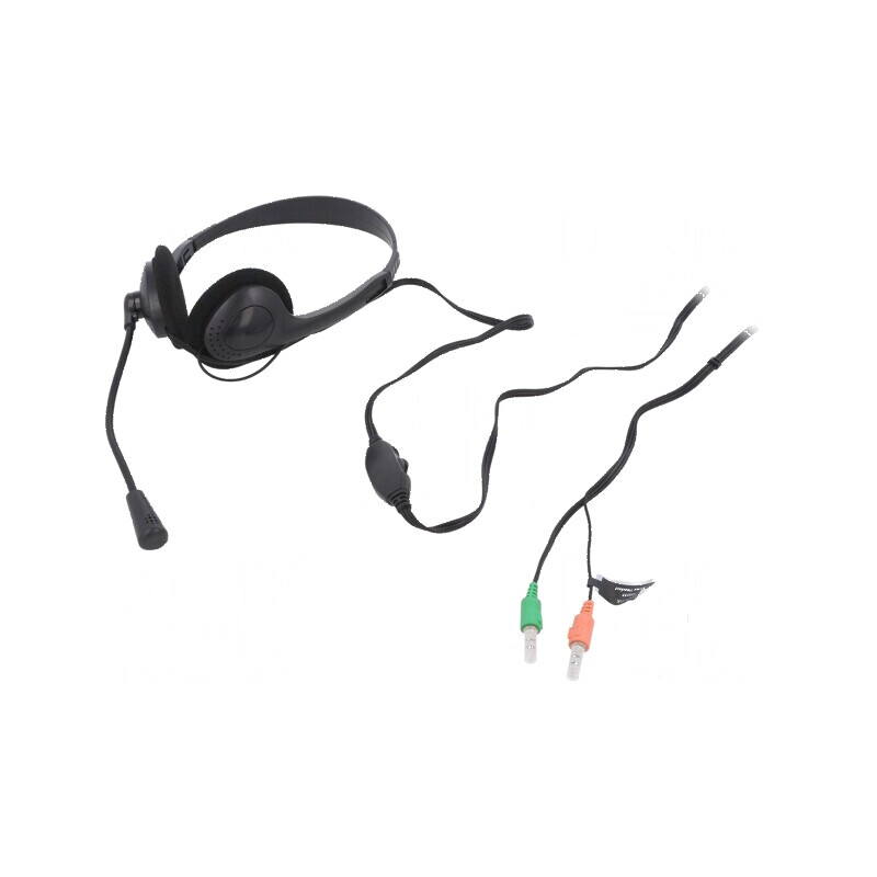 Căști cu microfon negru Jack 3.5mm, 1.8m, 32Ω | Electronic-mag.ro | Componente Electronice