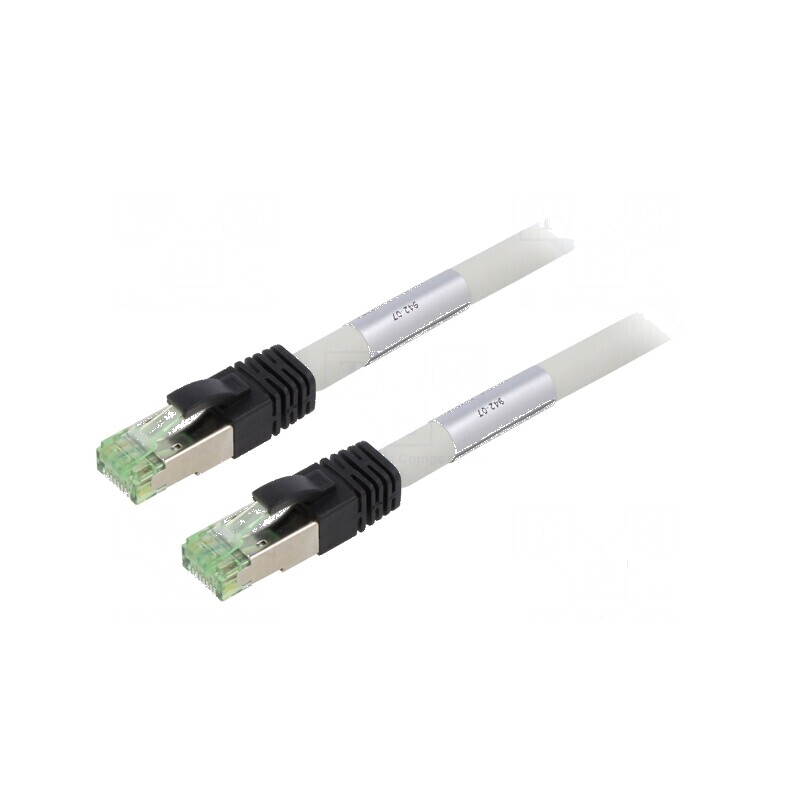 Patch cord S/FTP Cat 8 250mm LSZH gri 24AWG Fire: 8 | Electronic-mag.ro | Componente Electronice