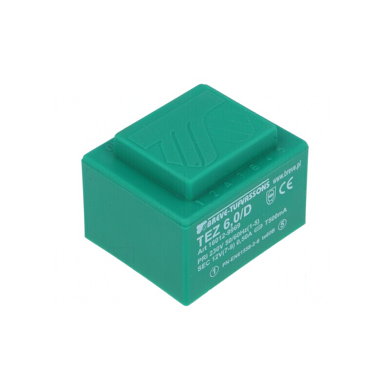 Transformator încapsulat 6VA 230VAC 12V 500mA PCB IP00 | Electronic-mag.ro | Componente Electronice