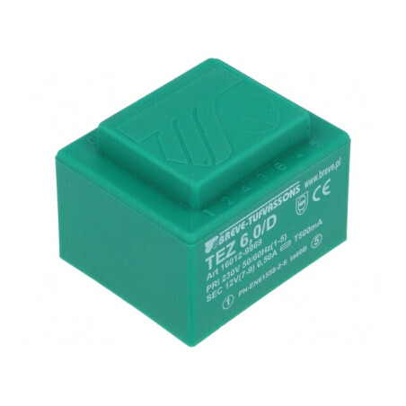 Transformator încapsulat 6VA 230VAC 12V 500mA PCB IP00 | Electronic-mag.ro | Componente Electronice