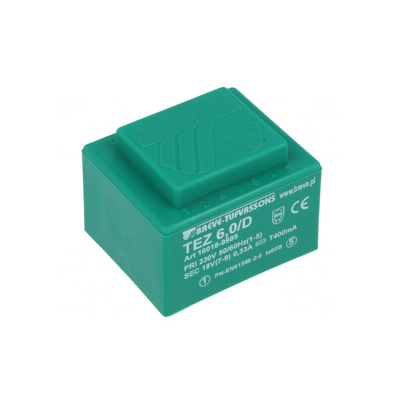Transformator încapsulat 6VA 230VAC 18V 333,3mA PCB IP00 | Electronic-mag.ro | Componente Electronice