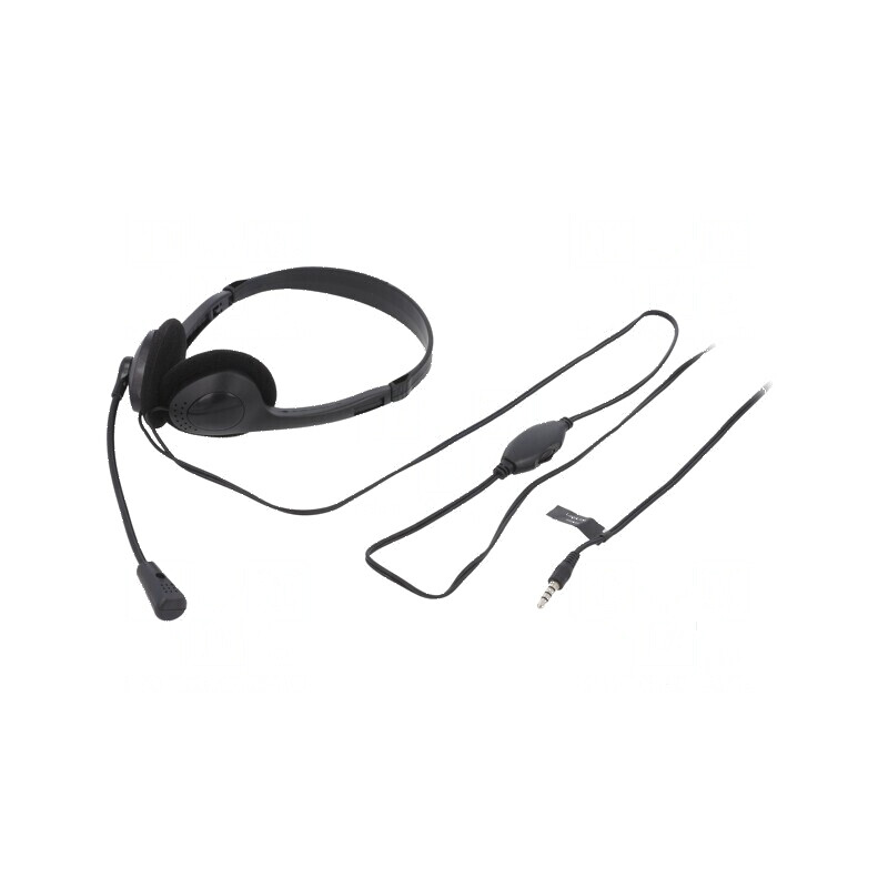 Căşti cu microfon negru Jack 3,5mm 1,8m 32Ω 93dB | Electronic-mag.ro | Componente Electronice