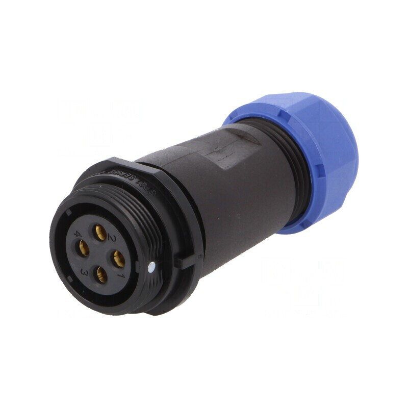 Mufă SP21 mamă 4 PIN IP68 30A 500V pentru lipire pe cablu | Electronic-mag.ro | Componente Electronice