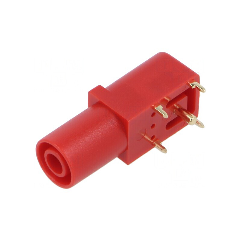 Conector banană 4mm soclu 24A roşu aurit pentru PCB | Electronic-mag.ro | Componente Electronice