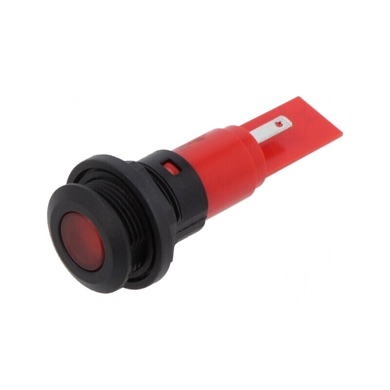 Lampă LED plată roșie 12V 12VAC Ø16mm IP67 | Electronic-mag.ro | Componente Electronice