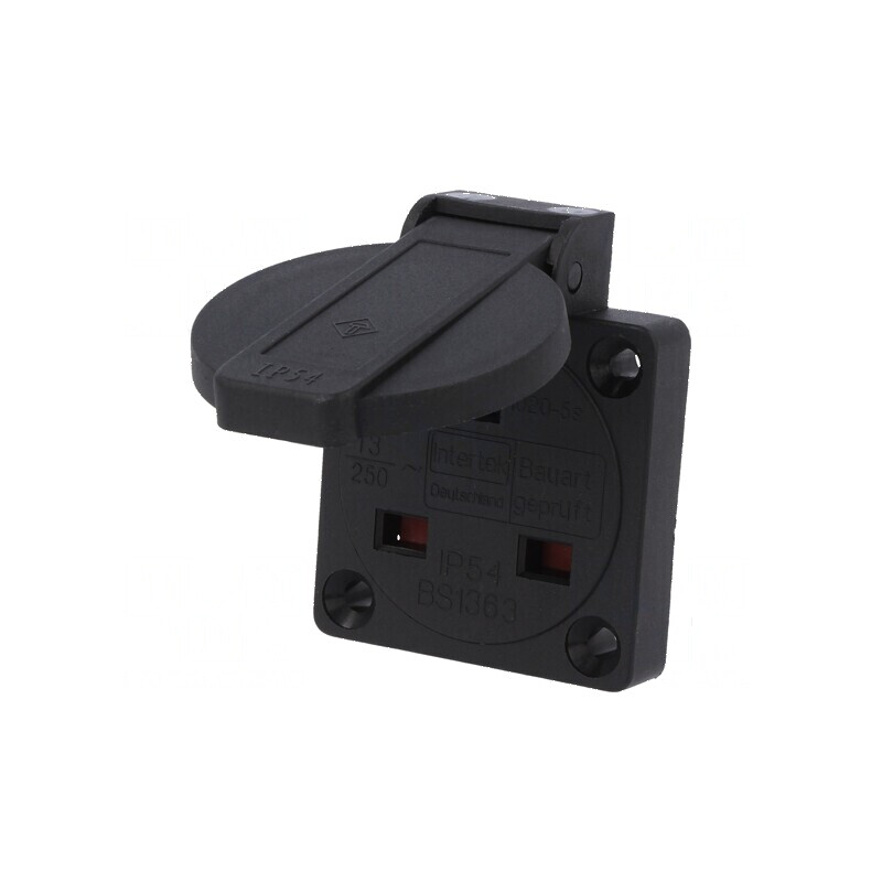 Conector alimentare AC 2P PE 250VAC 16A negru PIN 3 | Electronic-mag.ro | Componente Electronice