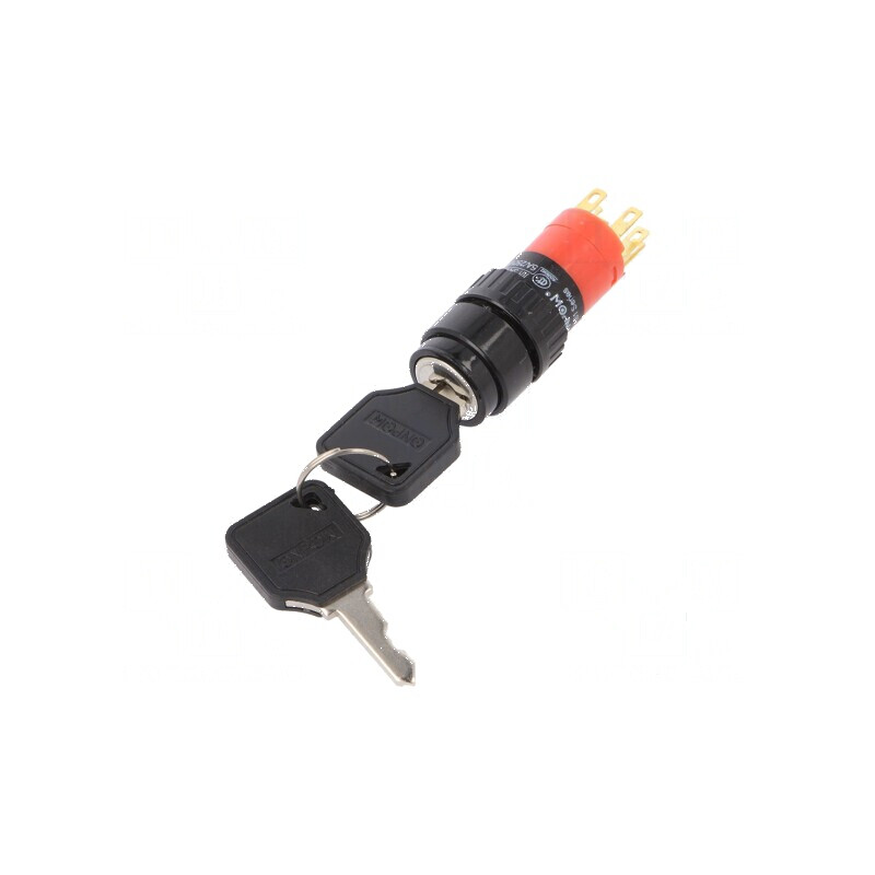 Comutator întrerupător cu cheie Poz.i stab 2 pini SPDT Ø16mm | Electronic-mag.ro | Componente Electronice