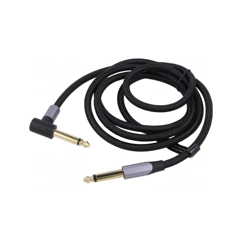 Cablul Jack 6,35mm cu conector unghiular 1.5m negru | Electronic-mag.ro | Componente Electronice
