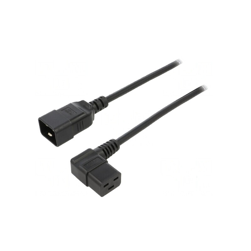 Cablu 3x1,5mm2 IEC C19 mamă unghiat - IEC C20 tată, 1m PVC | Electronic-mag.ro | Componente Electronice