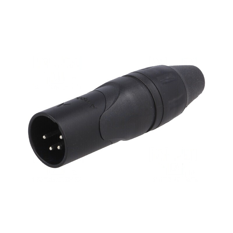 Conector XLR mufă tată PIN 4 drept pe cablu lipire argintat | Electronic-mag.ro | Componente Electronice