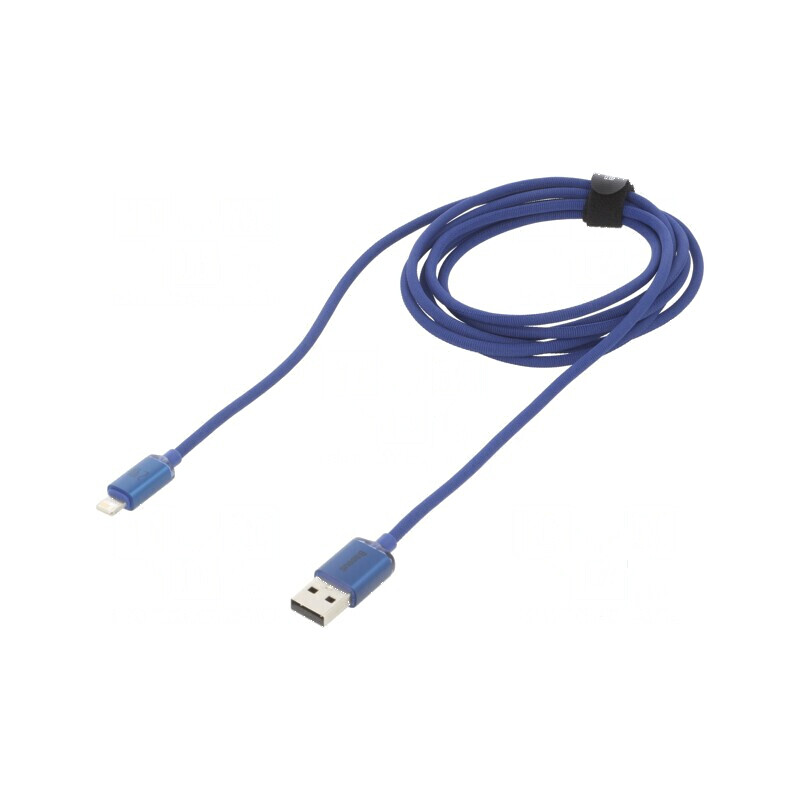 Cablu USB 2.0 Apple Lightning - USB A 2m Albastru | Electronic-mag.ro | Componente Electronice