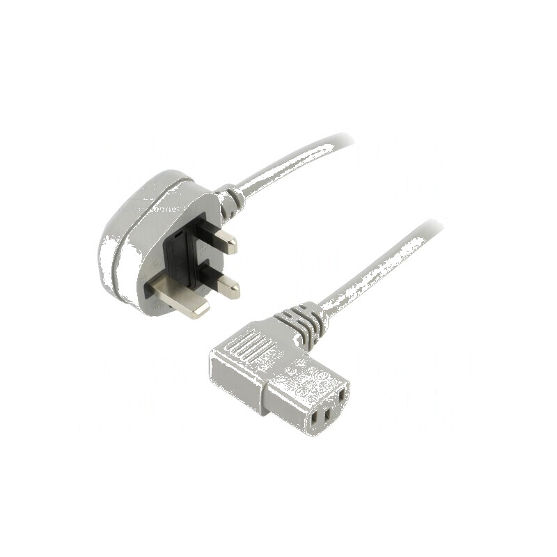 Cablu 3x0,75mm2 BS 1363 cu mufă IEC C13 mamă 90° PVC 1,8m | Electronic-mag.ro | Componente Electronice