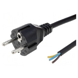 Cablu 3x1,5mm2 CEE 7/7 mufă PVC 1,8m negru 16A | Electronic-mag.ro | Componente Electronice