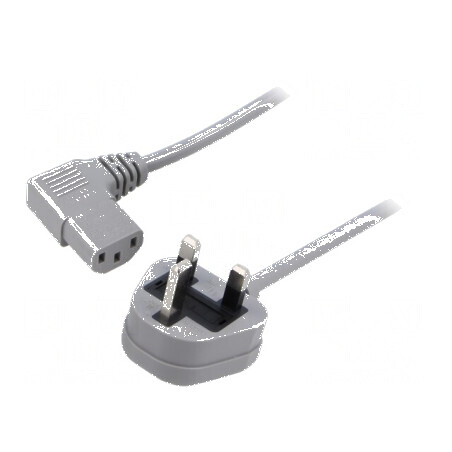 Cablu 3x0,75mm2 BS 1363 cu mufă IEC C13 mamă 90° PVC, 1,5m | Electronic-mag.ro | Componente Electronice