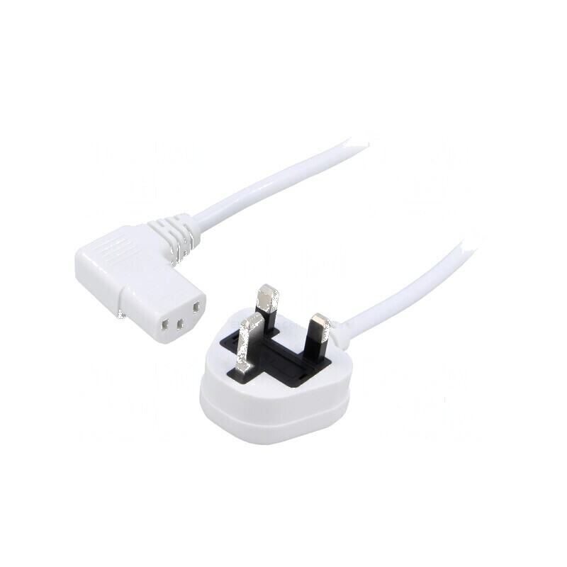 Cablu 3x0,75mm2 BS 1363 IEC C13 mamă 90° PVC 1,5m | Electronic-mag.ro | Componente Electronice
