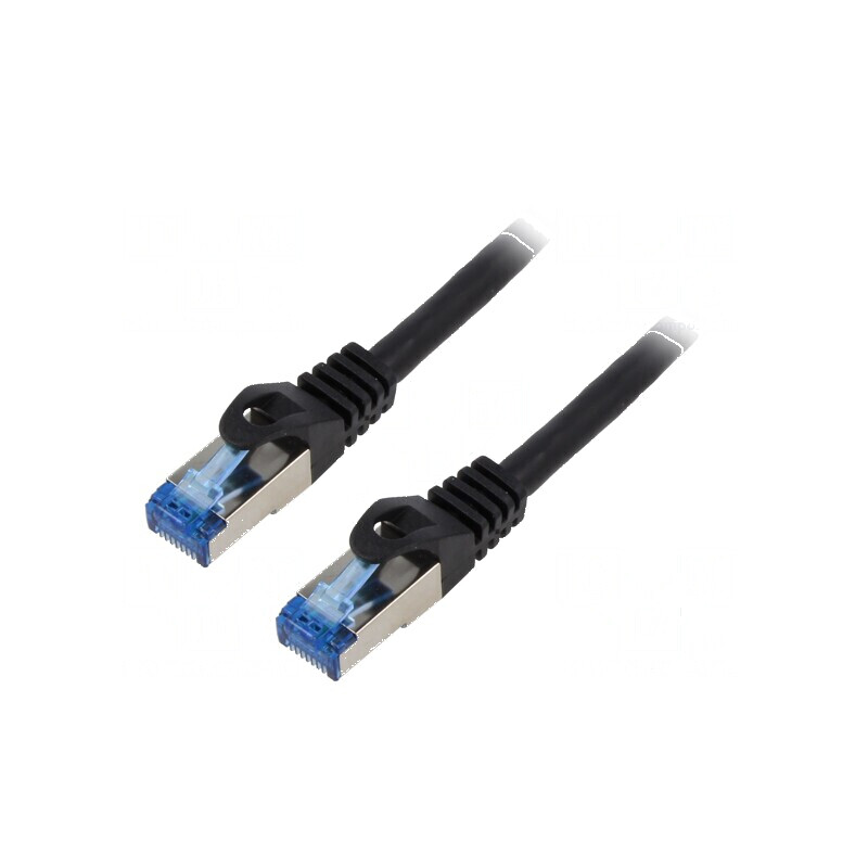 Patch cord S/FTP 6a 10m CCA LSZH negru 26AWG | Electronic-mag.ro | Componente Electronice