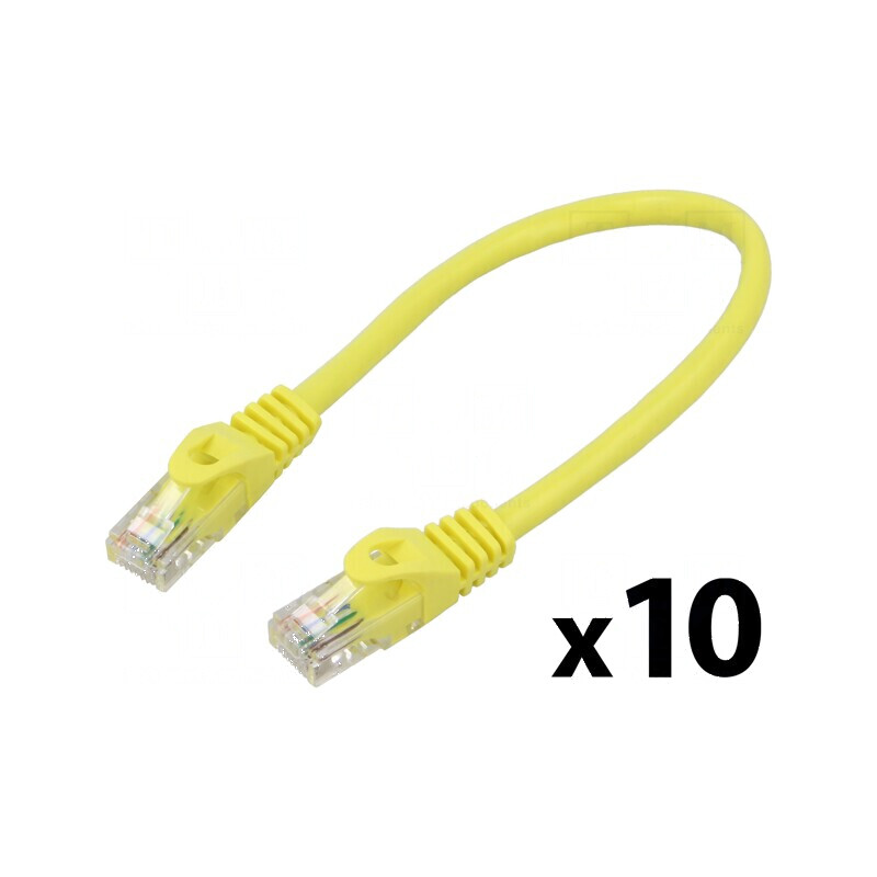 Patch cord U/UTP 6 litat CCA PVC galben 0,25m 26AWG | Electronic-mag.ro | Componente Electronice