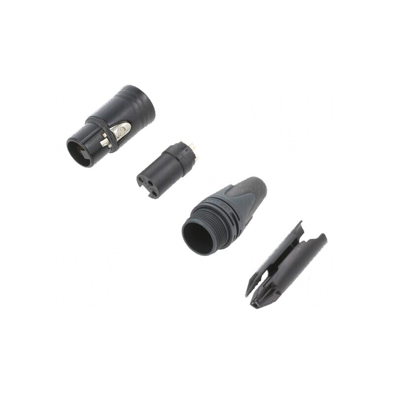 Conector XLR mufă mamă PIN 3 drept pe cablu lipire 16A 14AWG | Electronic-mag.ro | Componente Electronice