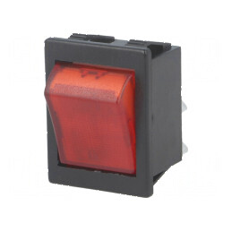 Rocker DPST ON-OFF 16A/250VAC cu lampă neon roşie 1350 | Electronic-mag.ro | Componente Electronice