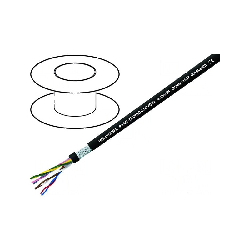 Cablu ecranat Li-2YCYv 3x2x0,5mm2 cu tressă de cupru cositorit | Electronic-mag.ro | Componente Electronice