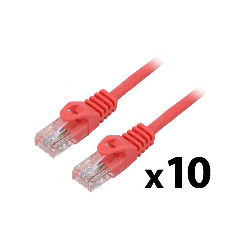 Cablaj patch U/UTP 5e litat CCA PVC roşu 1m 26AWG | Electronic-mag.ro | Componente Electronice