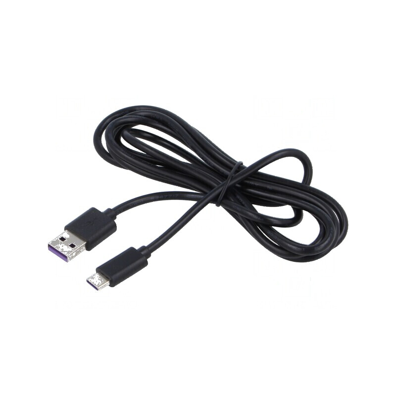 Cablu USB 2.0 A la C 1,5m 60W 3A negru PVC | Electronic-mag.ro | Componente Electronice