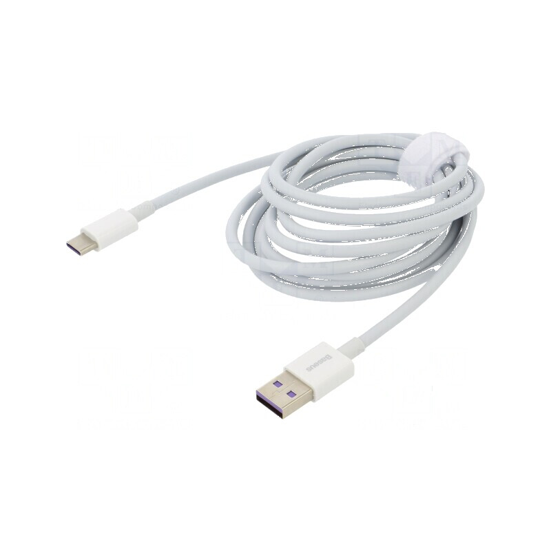 Cablu USB A la USB C 2m alb 66W Quick Charge | Electronic-mag.ro | Componente Electronice