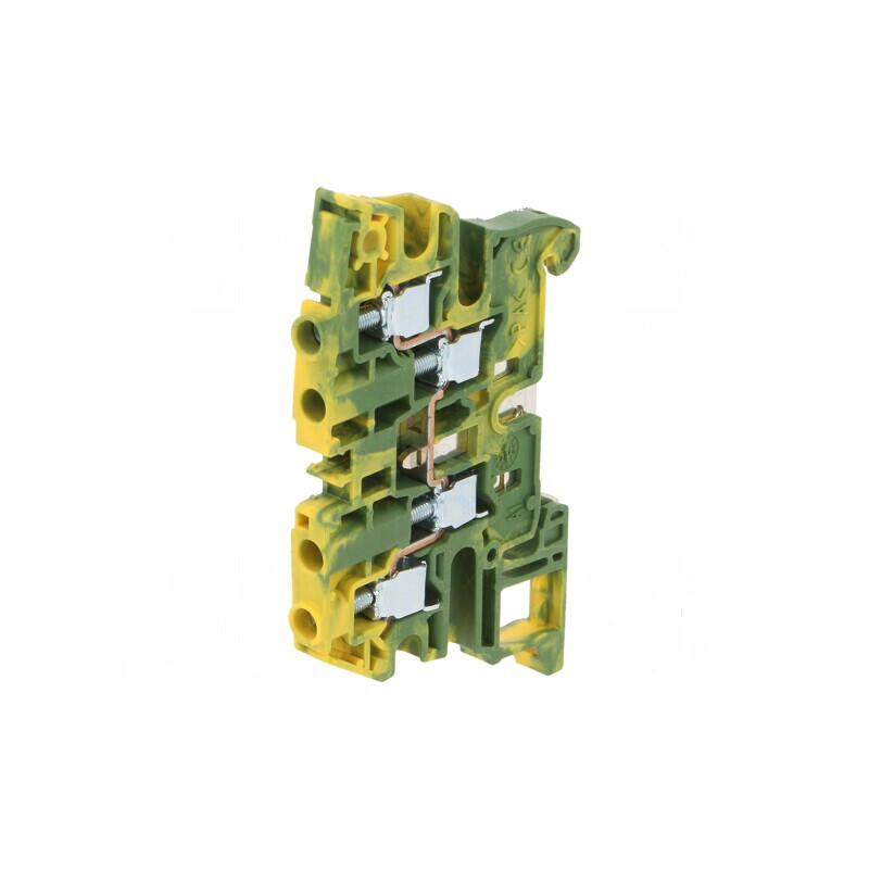 Conector terminal pentru șine 0,2-6mm², 4 borne, galben-verde | Electronic-mag.ro | Componente Electronice