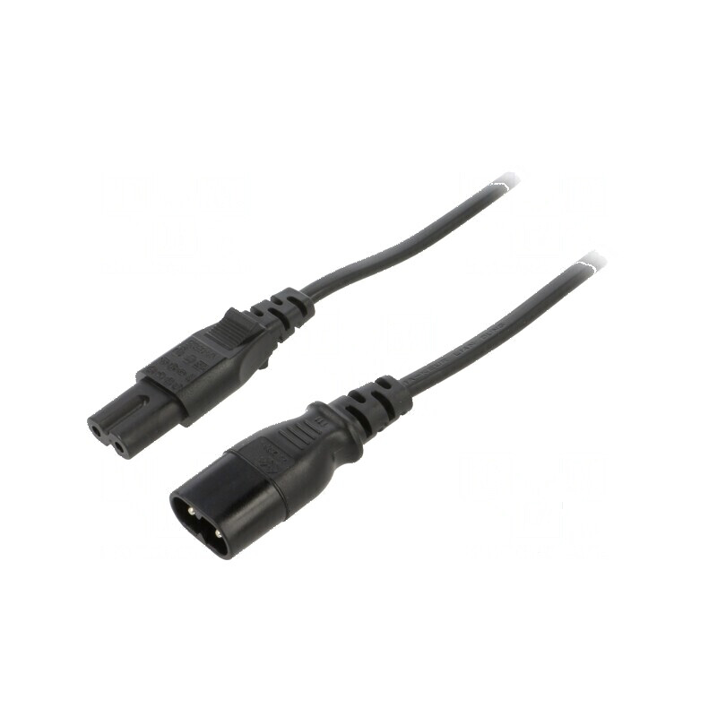 Cablu IEC C7 mamă - IEC C8 tată 5m 2x0,75mm² PVC negru 2,5A | Electronic-mag.ro | Componente Electronice Cablu IEC C7 mamă - IEC C8 tată 5m 2x0,75mm² PVC negru 2,5A | Electronic-mag.ro | Componente Electronice