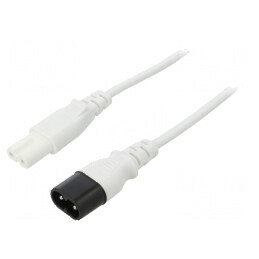 Cablu IEC C7 mamă - IEC C8 tată 5m 2x0,75mm2 alb 2,5A 250V | Electronic-mag.ro | Componente Electronice
