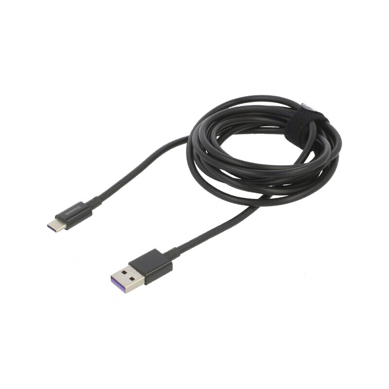 Cablu USB A la USB C 2m 66W negru | Electronic-mag.ro | Componente Electronice