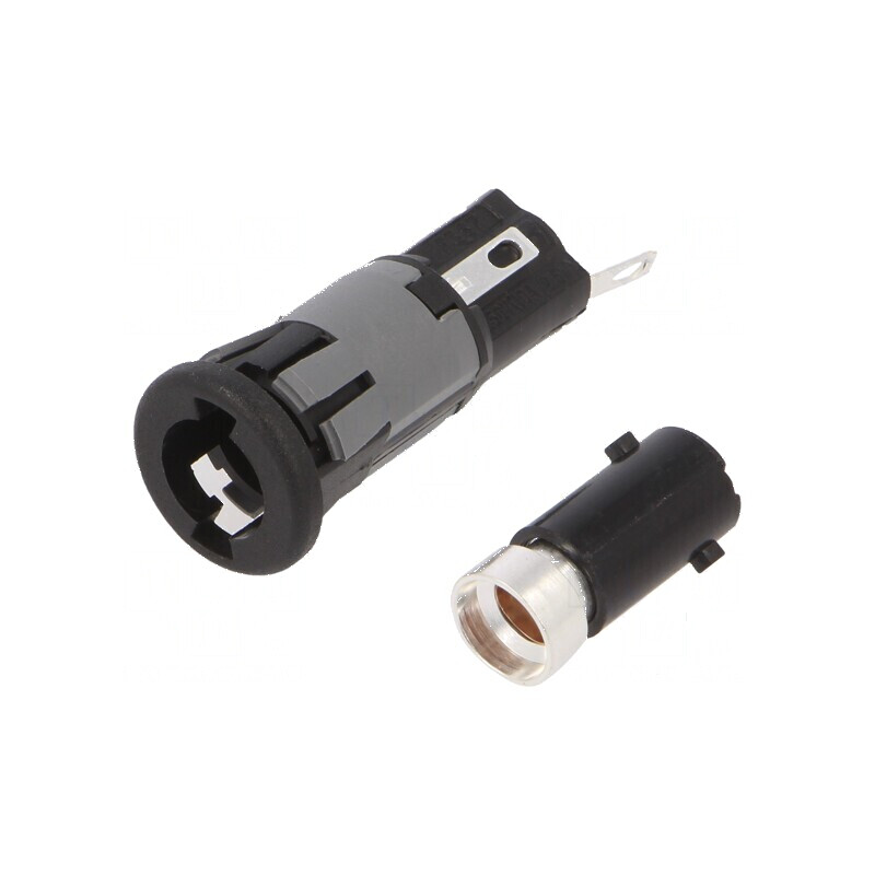 Clemă siguranţe cilindrice 5x20mm 250V neagră pe panou | Electronic-mag.ro | Componente Electronice