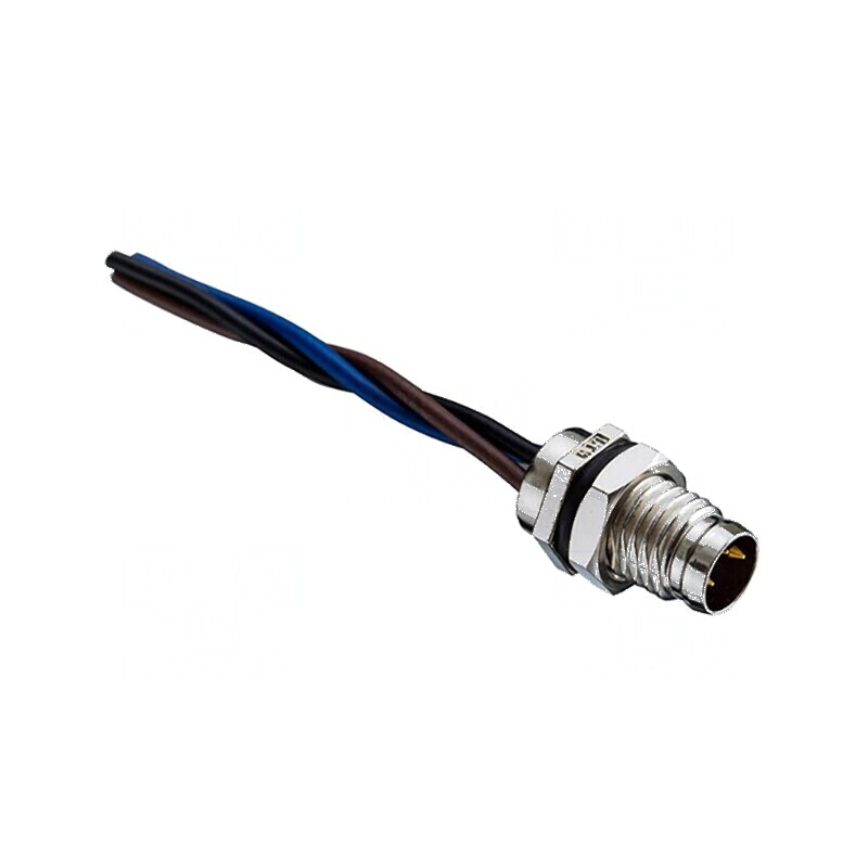 Conector M8 tată cu 3 pini pentru montare pe panou cu piuliță din față | Electronic-mag.ro | Componente Electronice