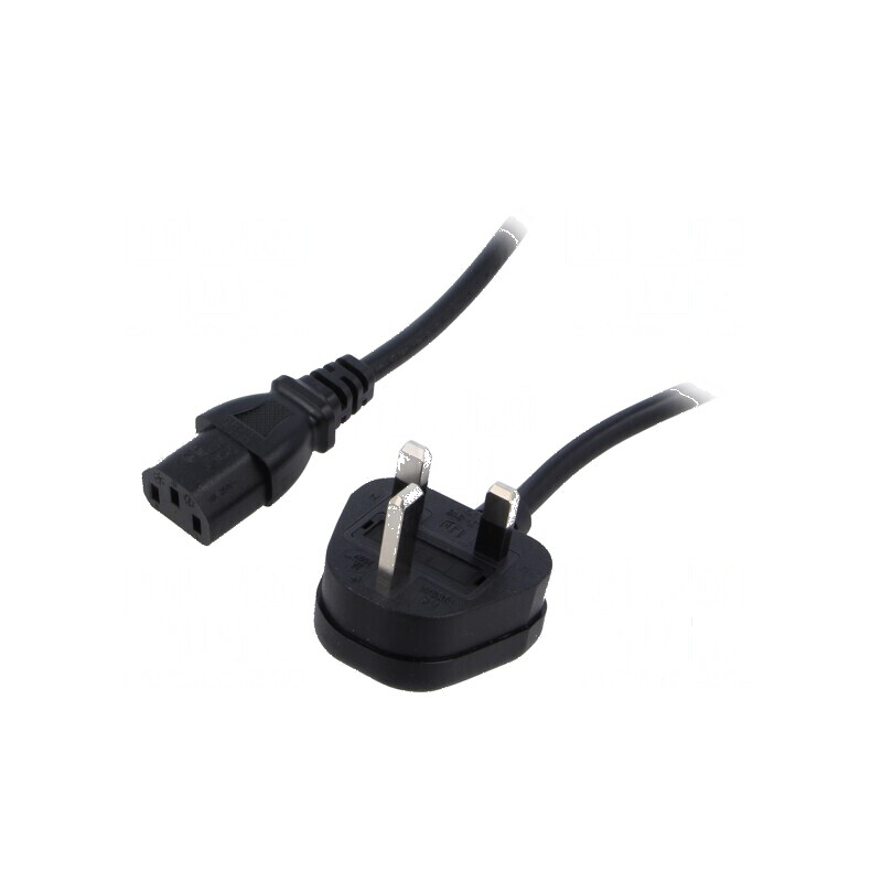 Cablu 3x1mm2 BS 1363 (G) cu mufă IEC C13 mamă PVC 1m negru 3A | Electronic-mag.ro | Componente Electronice Cablu 3x1mm2 BS 1363 (G) cu mufă IEC C13 mamă PVC 1m negru 3A | Electronic-mag.ro | Componente Electronice