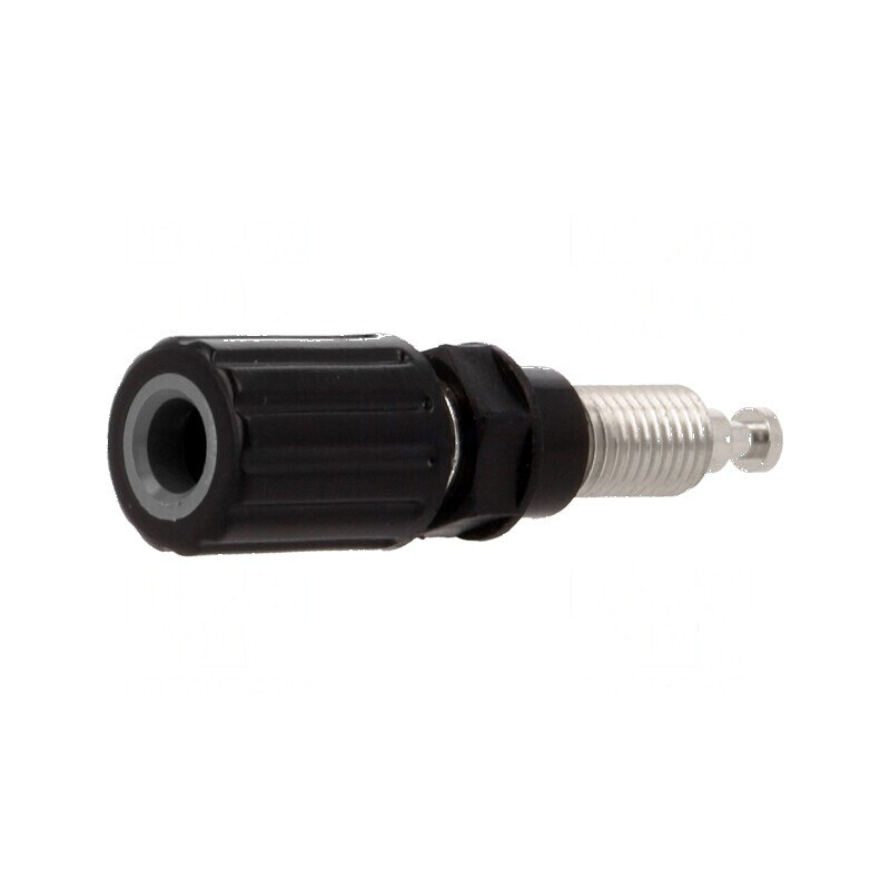 Conector banană 4mm soclu 36A 30VAC 60VDC Ø6mm negru | Electronic-mag.ro | Componente Electronice