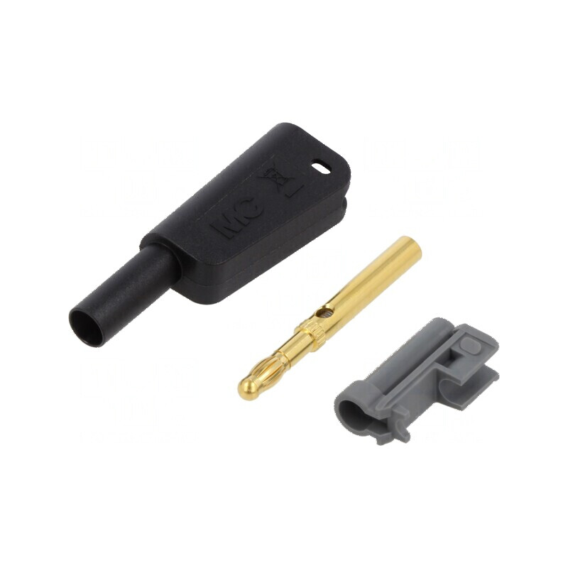 Conector banană 4mm 19A 1kV negru aurit 1mm2 | Electronic-mag.ro | Componente Electronice
