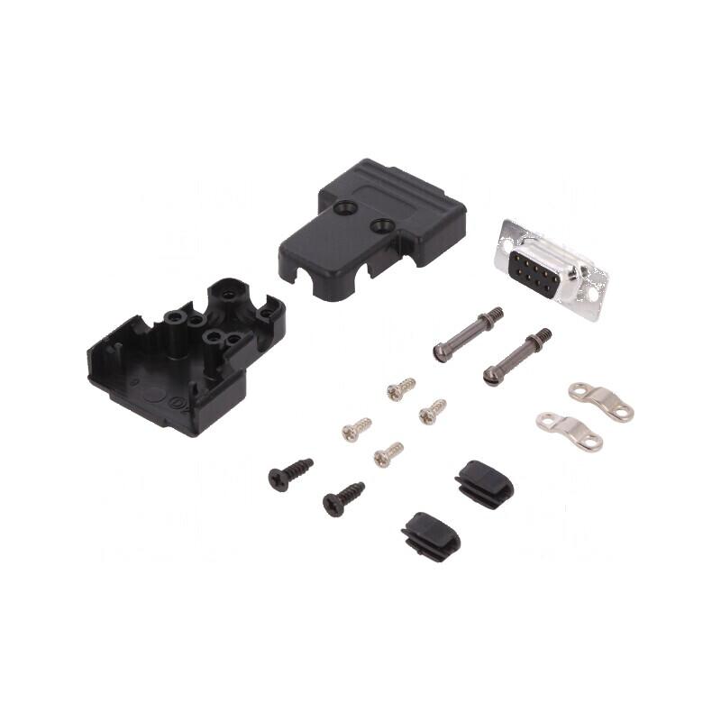 Mufă mamă D-Sub 9 PIN lipire pe cablu neagră - Kit complet | Electronic-mag.ro | Componente Electronice