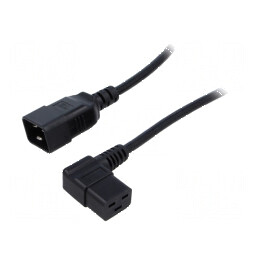 Cablu IEC C19 mamă unghi, IEC C20 tată, 0,5m, 3x1,5mm2 PVC | Electronic-mag.ro | Componente Electronice