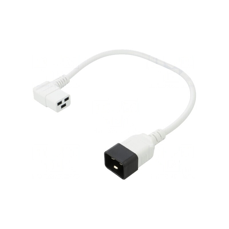 Cablu IEC C19 mamă unghi, IEC C20 tată, 0,5m, 3x1,5mm² PVC | Electronic-mag.ro | Componente Electronice
