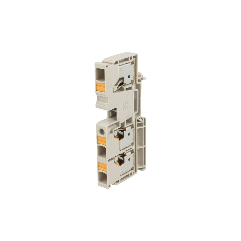 Terminal îmbinare şine 10mm² 1 pistă 3 borne bej cu arc | Electronic-mag.ro | Componente Electronice