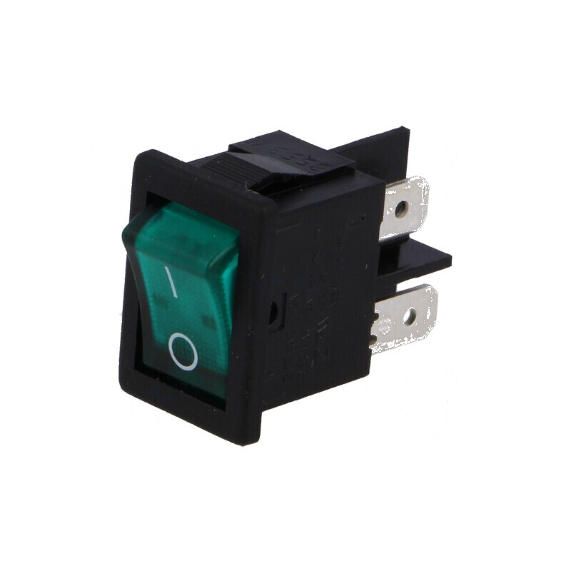 Rocker DPST ON-OFF 10A/250VAC Verde cu Neon 8500 | Electronic-mag.ro | Componente Electronice