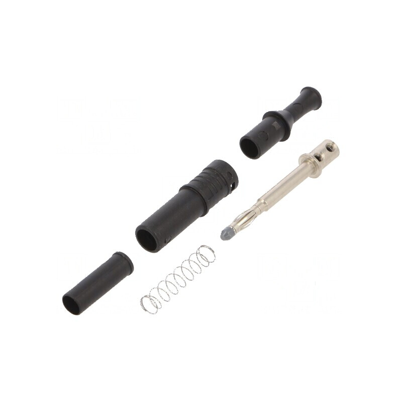 Conector banană 4mm 36A negru cu izolație 80,4mm | Electronic-mag.ro | Componente Electronice